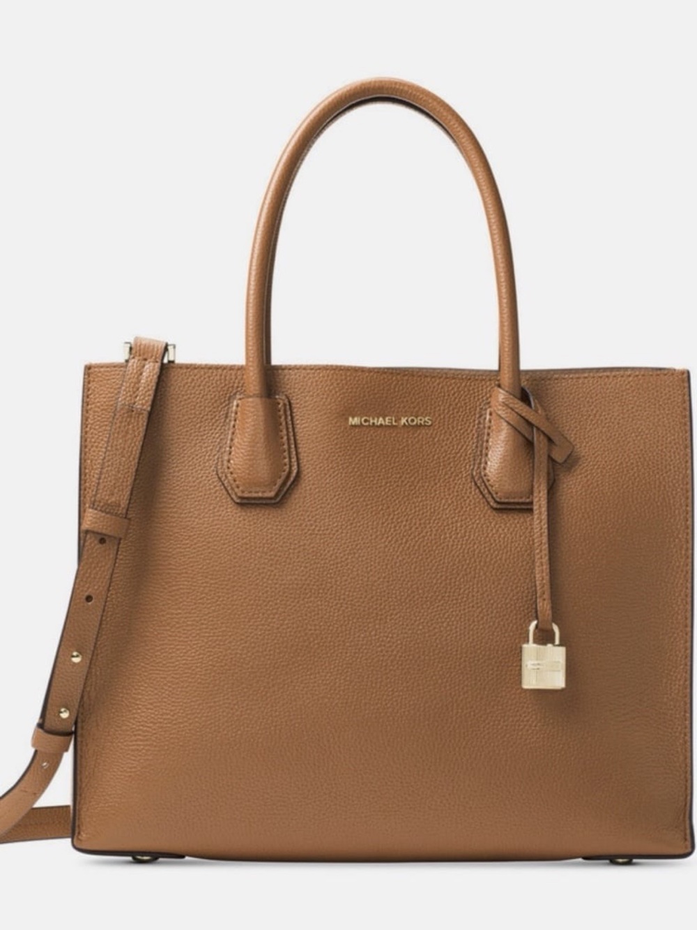 MICHAEL KORS MERCER LARGE STUDIO CONVERTIBLE LEATHER BAG luggage tote gold